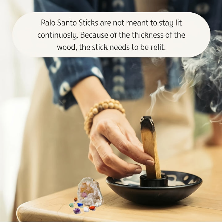 1pack Palo Santo Sticks Kit, 1 Natural White Agate Crystal Cave & 7 Chakra Reiki Stones, Ideal For Yoga & Meditation, With Gift Box, Authentic Smudge Sticks With Reusable Drawstring Bag