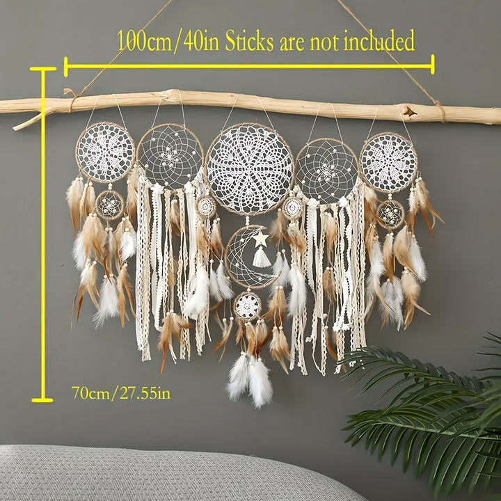 5pcs Dreamcatcher Feather Wall Hanging Set - Versatile Home & Sofa Decor Crafts, Non-Adhesive