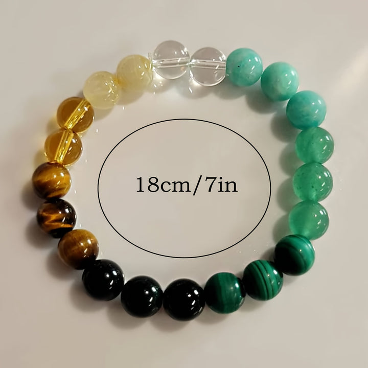 1 Piece Abundance and Prosperity Lucky Bracelet, Green Aventurine, Malachite, Citrine, Tiger's Eye, Rutile