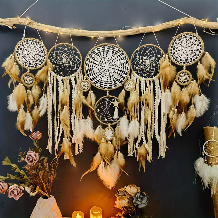 5pcs Dreamcatcher Feather Wall Hanging Set - Versatile Home & Sofa Decor Crafts, Non-Adhesive