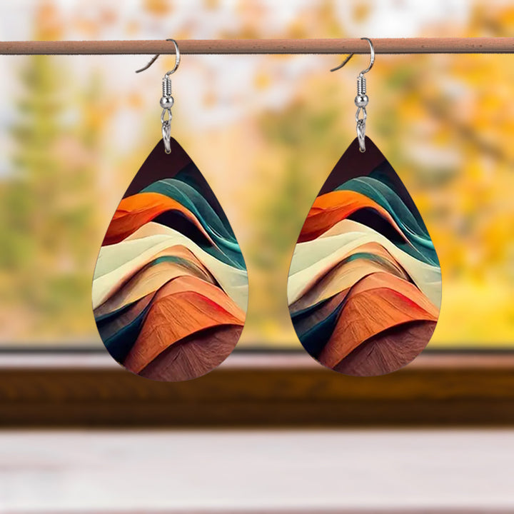 1 Pair, Lightweight Faux Leather Dangle Earrings with Colorful Abstract Excellent for Gift;