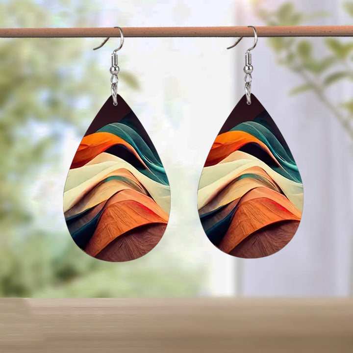 1 Pair, Lightweight Faux Leather Dangle Earrings with Colorful Abstract Excellent for Gift;