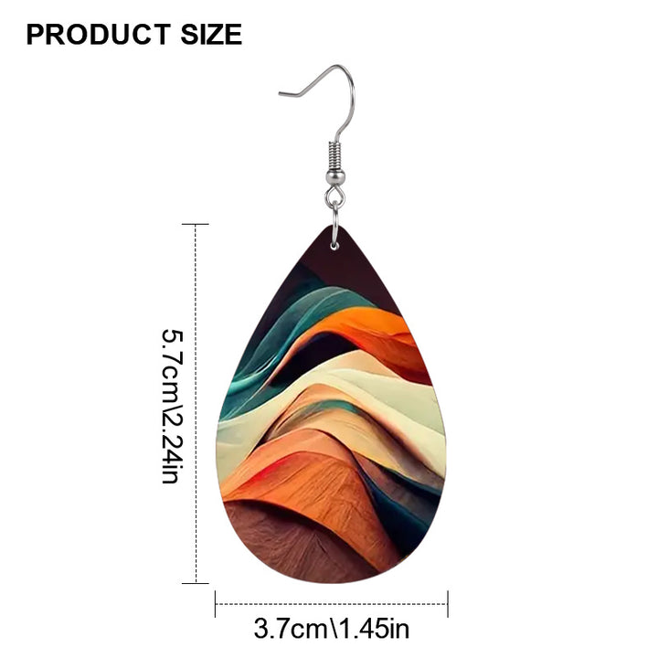 1 Pair, Lightweight Faux Leather Dangle Earrings with Colorful Abstract Excellent for Gift;