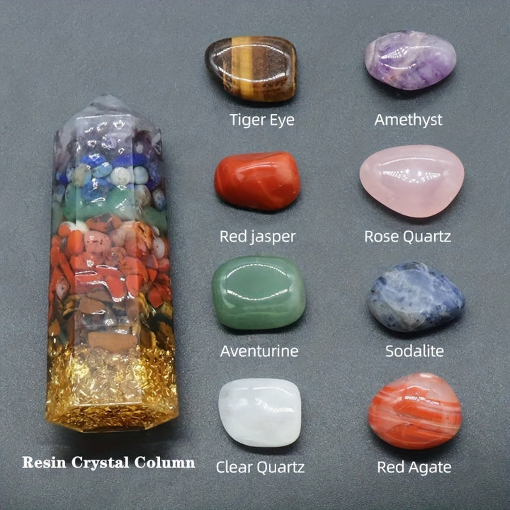 Set of 7 Natural Crystal Stones, 7 Chakra Gemstone, Yoga Balancing Energy Gemstones, Quartz Mineral Ornaments,