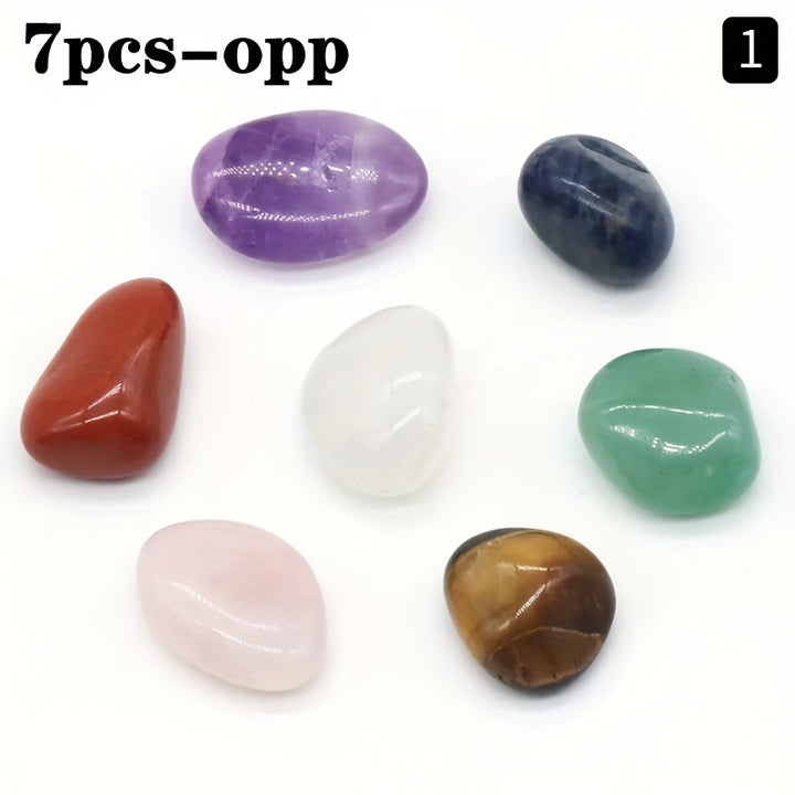 Set of 7 Natural Crystal Stones, 7 Chakra Gemstone, Yoga Balancing Energy Gemstones, Quartz Mineral Ornaments,