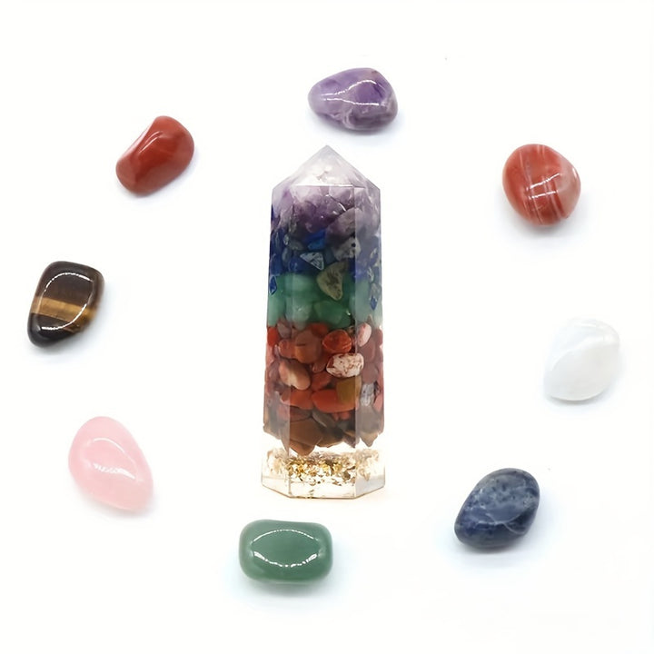 Set of 7 Natural Crystal Stones, 7 Chakra Gemstone, Yoga Balancing Energy Gemstones, Quartz Mineral Ornaments,