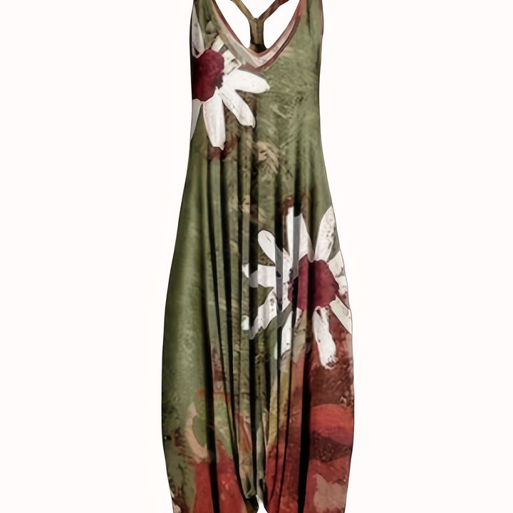 Floral Print Wide Leg Jumpsuit, Casual Sleeveless Jumpsuit For Spring & Summer, Women's Clothing