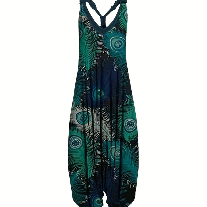 Floral Print Wide Leg Jumpsuit, Casual Sleeveless Jumpsuit For Spring & Summer, Women's Clothing