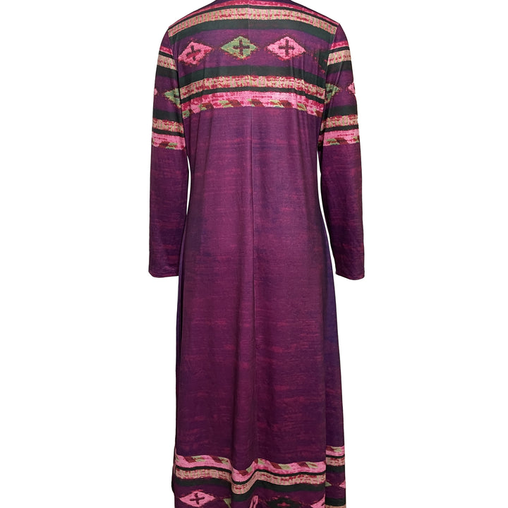 Ethnic Style Print Loose Maxi Dress, Vintage Long Sleeve Dress Spring & Fall, Women's Clothing