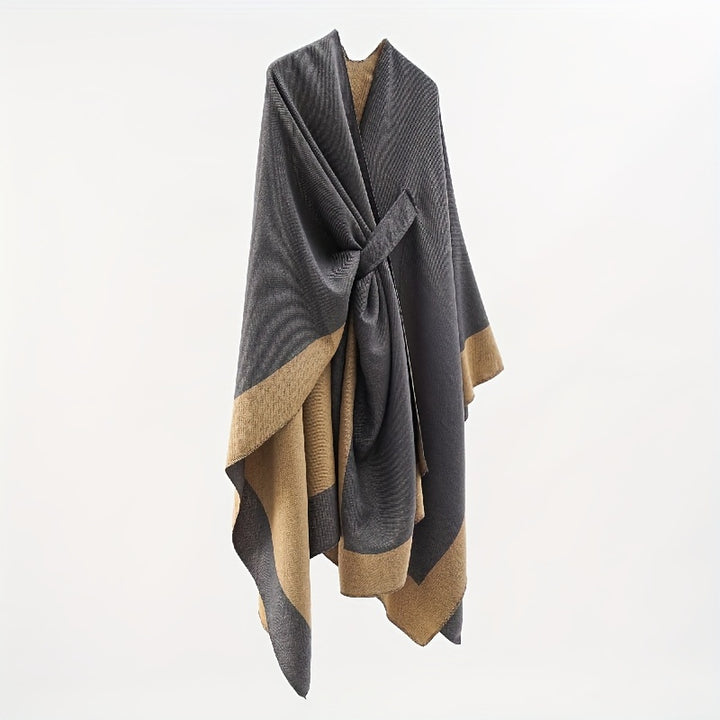 Luxurious Color Block Wrap, Casual Style Travel & Air-Conditioned Room Cross Shawl, Elegant Cozy Shoulder Cape