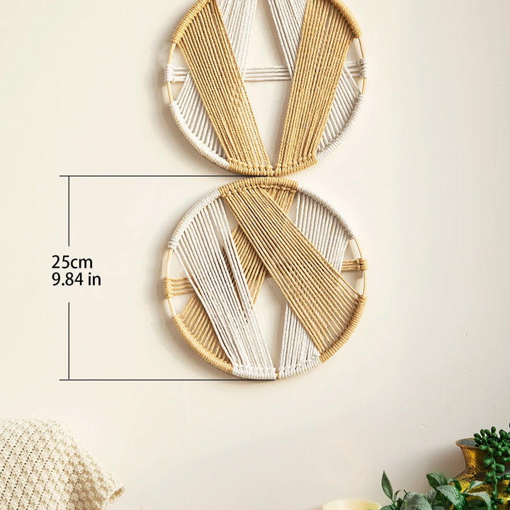 2 Pcs Macrame Wall Hanging Macrame Dream Catcher with Bamboo Boho Wall Decor Aesthetic Home Decorations Bedroom Living Room Gift