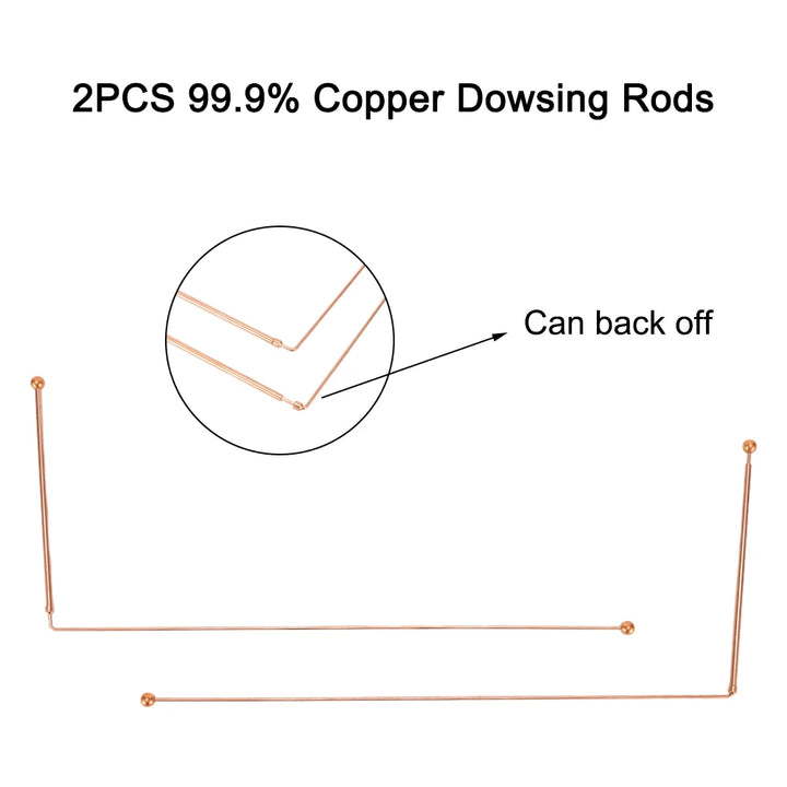 2 Pieces 99.9% Metal Detector with Copper Dowsing Rods, Water Veins