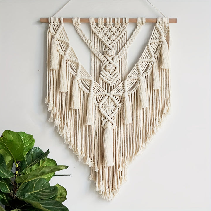 1pc Bohemian Wall Decoration Pendant, Hand-woven Tapestry Nordic Tassel Wall Hanging Tapestry For Living Room Home Decor