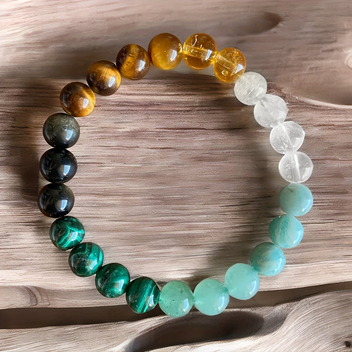 1 Piece Abundance and Prosperity Lucky Bracelet, Green Aventurine, Malachite, Citrine, Tiger's Eye, Rutile