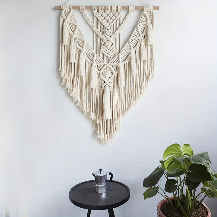 1pc Bohemian Wall Decoration Pendant, Hand-woven Tapestry Nordic Tassel Wall Hanging Tapestry For Living Room Home Decor