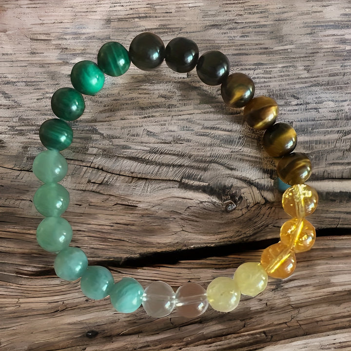 1 Piece Abundance and Prosperity Lucky Bracelet, Green Aventurine, Malachite, Citrine, Tiger's Eye, Rutile