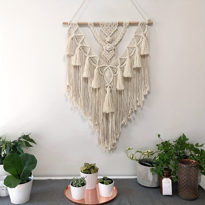 1pc Bohemian Wall Decoration Pendant, Hand-woven Tapestry Nordic Tassel Wall Hanging Tapestry For Living Room Home Decor