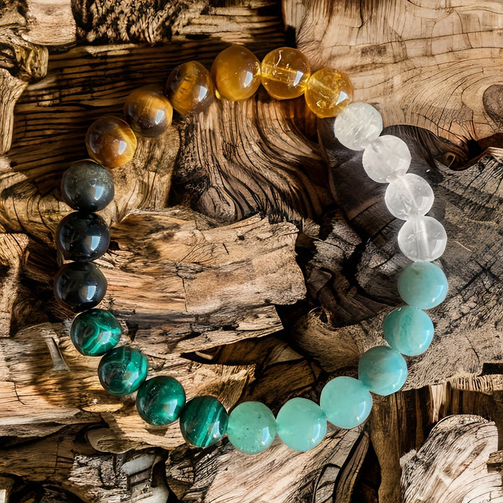 1 Piece Abundance and Prosperity Lucky Bracelet, Green Aventurine, Malachite, Citrine, Tiger's Eye, Rutile